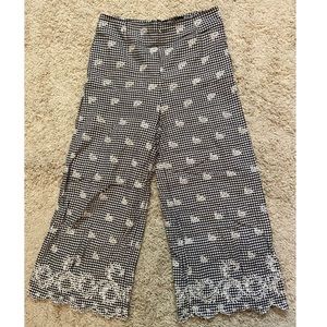 Black & white floral pattern flare pants, size M